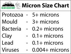 water filter bacteria protozoa micron size chart