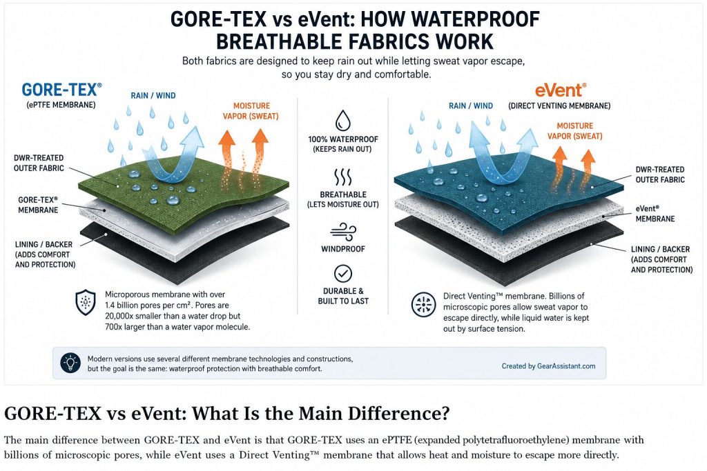 goretex vs event side by side comparrison