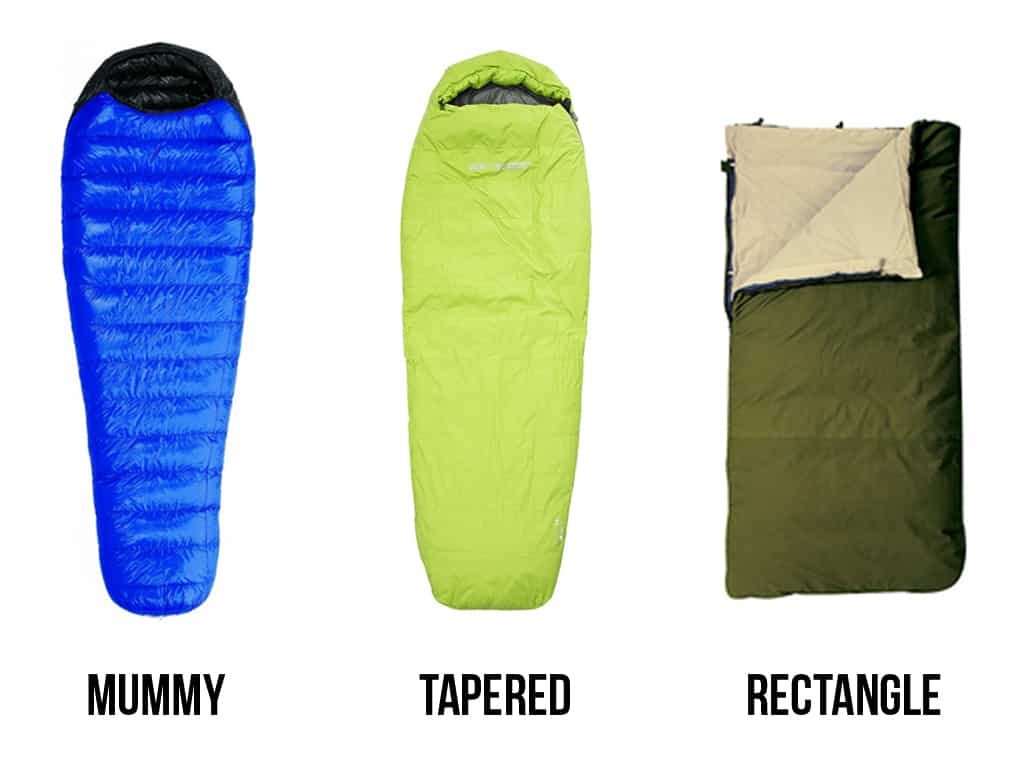 Top Backpacking Sleeping Bags shapes and sizes