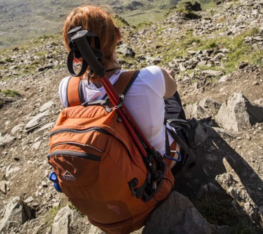 woman hiker with backpack