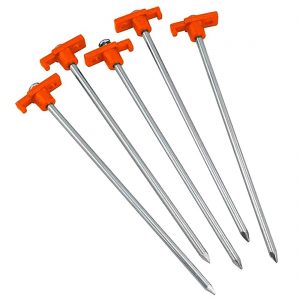 5 pack 10 inch long Steel tent stakes pegs hard ground nail style ORANGE CMP0425 