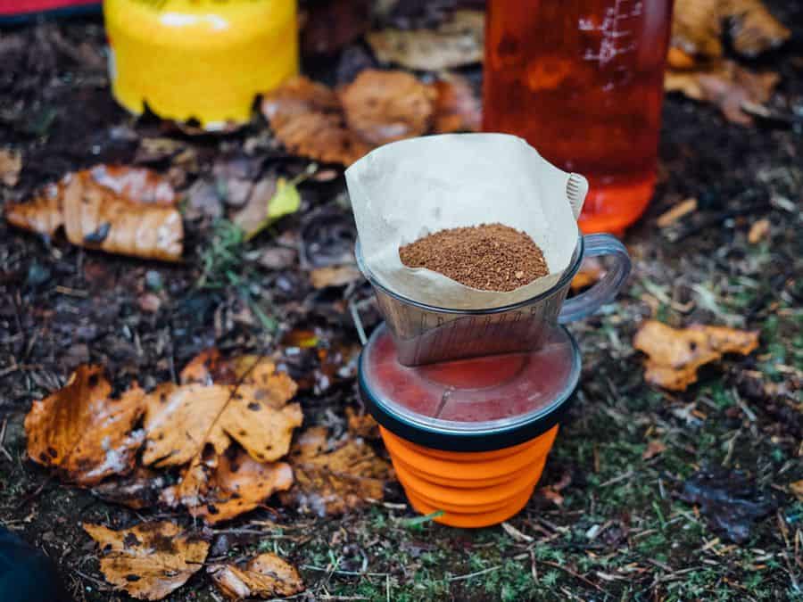 fliter coffee at campsite