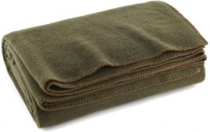 Olive Drab Green Warm Wool Camping Blanket