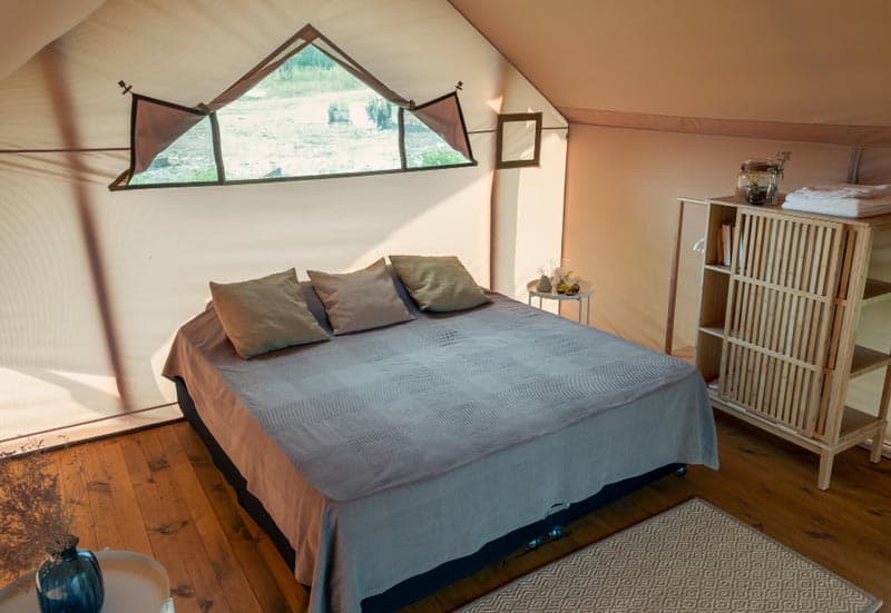 wall tent with canvas fabric used for glamping